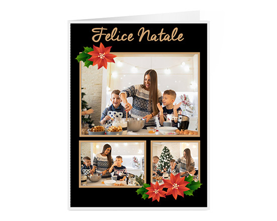 Bigliettino auguri di Felice Natale con collage di foto