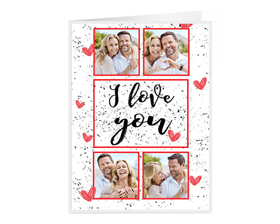 Card augurale con foto collage e grafica I love you
