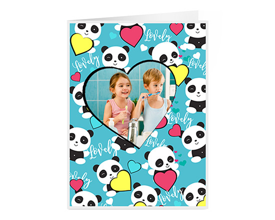 Card con foto e grafica Lovely panda
