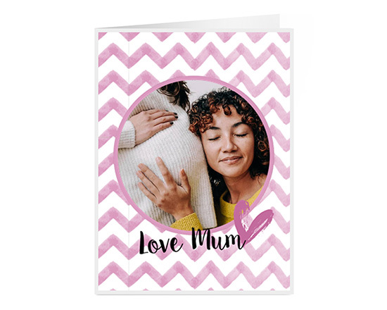 Biglietto auguri apribile con grafica Love Mum e foto