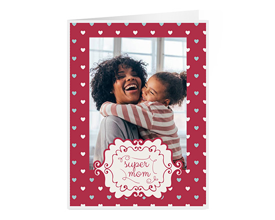 Card con grafica Super mom e foto