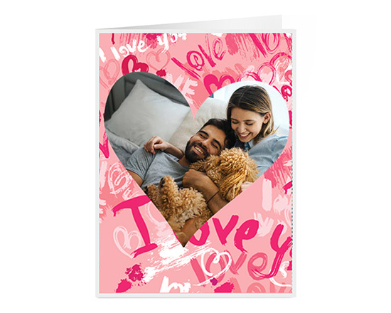 Biglietto auguri a 2 ante con foto a cuore per innamorati