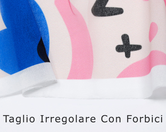 Stampa su chiffon con taglio irregolare