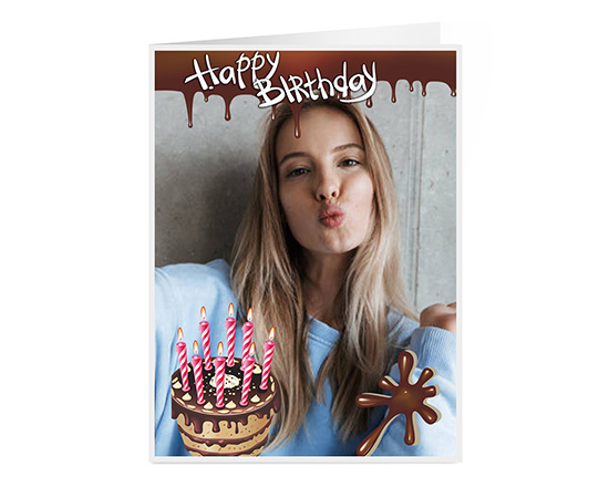 Biglietto auguri a 2 ante verticale per compleanno con foto