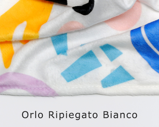 Tessuto ciniglia con orlo ripiegato bianco