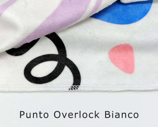 Tessuto ciniglia con punto overlock bianco