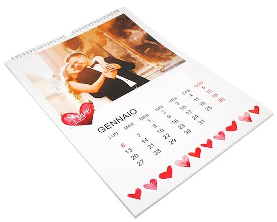 Calendario multipagina a3 con grafica cuoricini