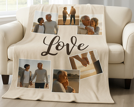 coperta personalizzata con foto e grafica romantica
