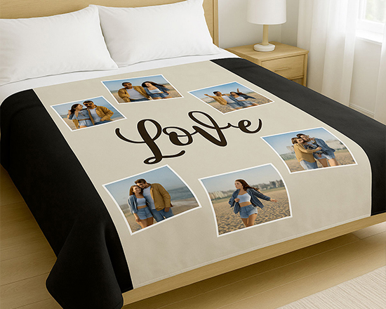 coperta personalizzata matrimoniale con foto e grafica