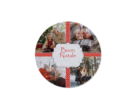 Crea puzzle rotondo con grafica collage e auguri di buon natale