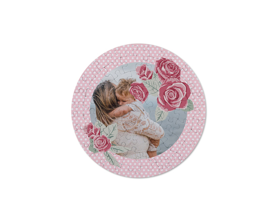 Crea puzzle rotondo con la tua immagine e la grafica Rose con pois