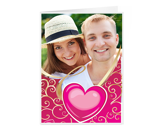 Biglietto auguri per S. Valentino con cuore e foto