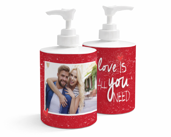 Dispenser porta sapone con grafica san valentino