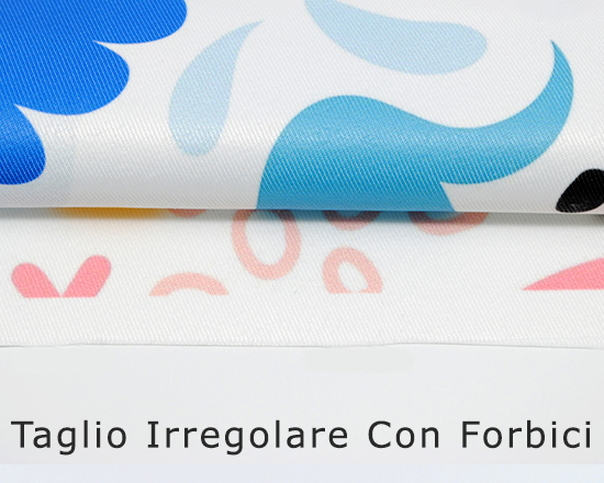 Stampa su poliestere semi-lucido con taglio irregolare
