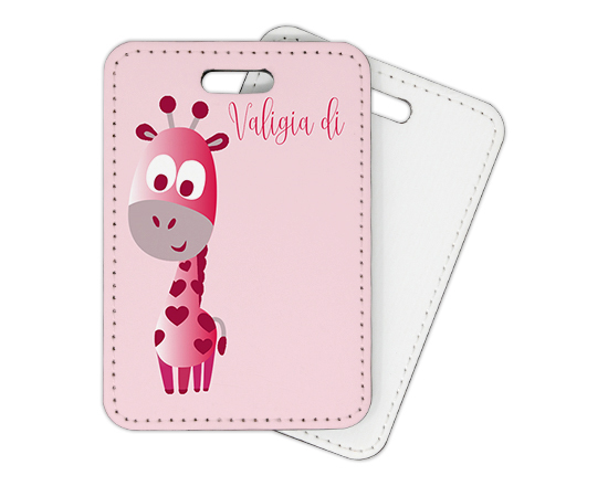 Targa da valigia in pelle con grafica giraffa colorata