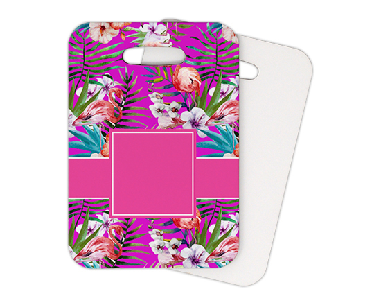 Etichetta valigia in legno da personalizzare con grafica floreale