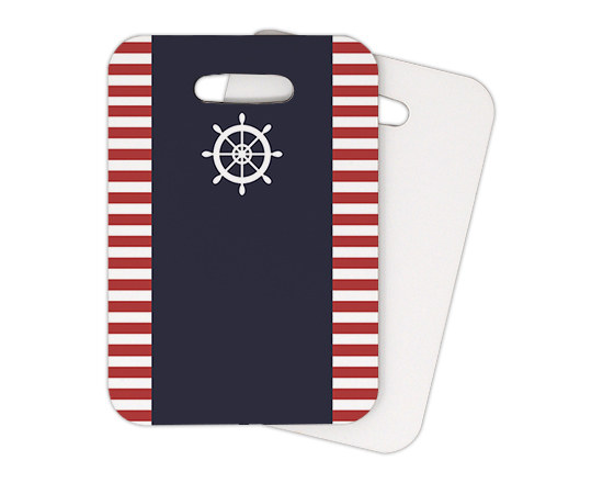 Etichetta da bagagli in legno grafica marinara