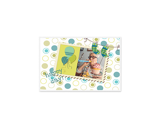 Biglietto auguri con foto e grafica francobollo
