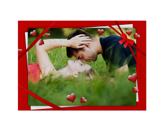 puzzle con cornice, con grafica per san valentino