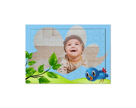 Puzzle in legno con cornice formato A4 con grafica e foto