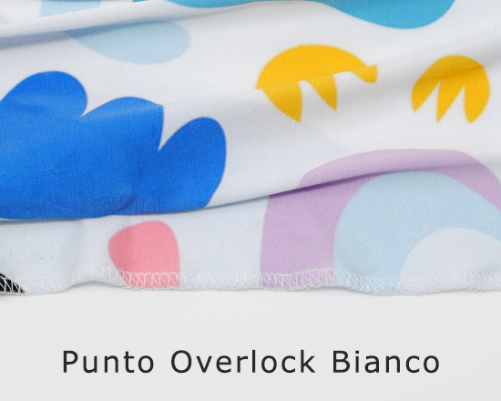 Stampa su jersey con punto overlock bianco