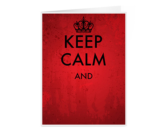 Biglietto auguri con scritta Keep Calm e sfondo rosso