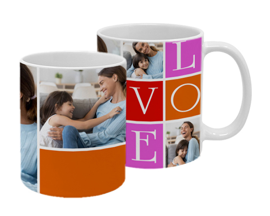 tazza collage con lettere love