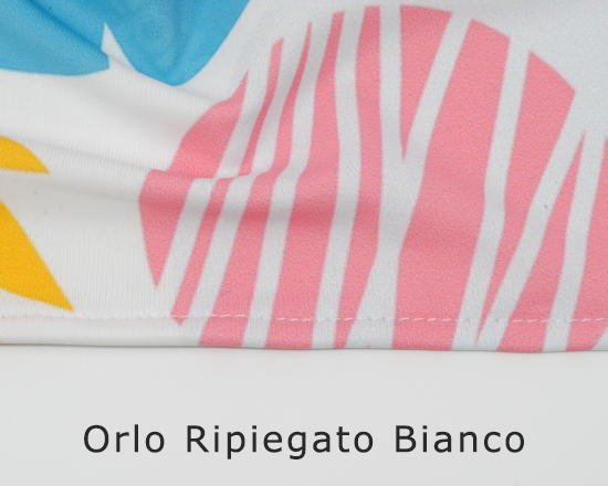 Stampa su lycra con orlo ripiegato bianco