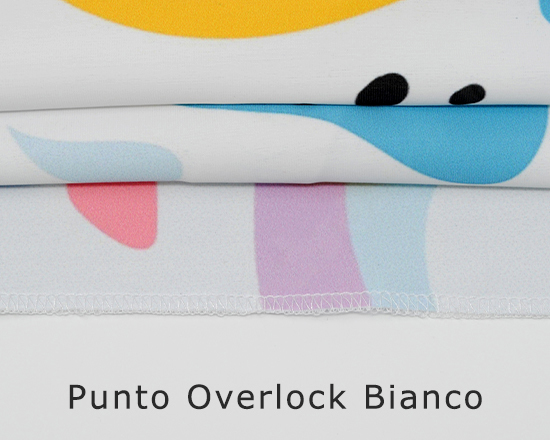 Stampa su lycra con punto overlock bianco