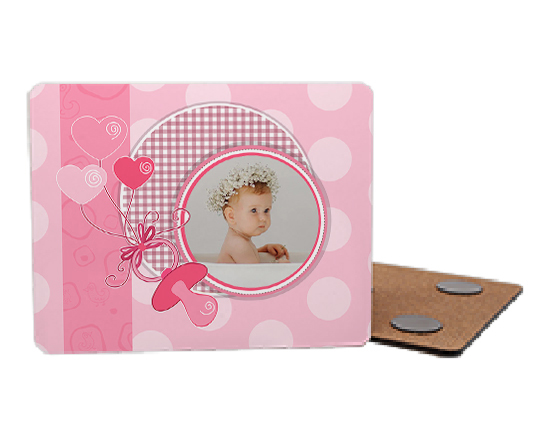 Calamita in masonite rettangolare battesimo bimba