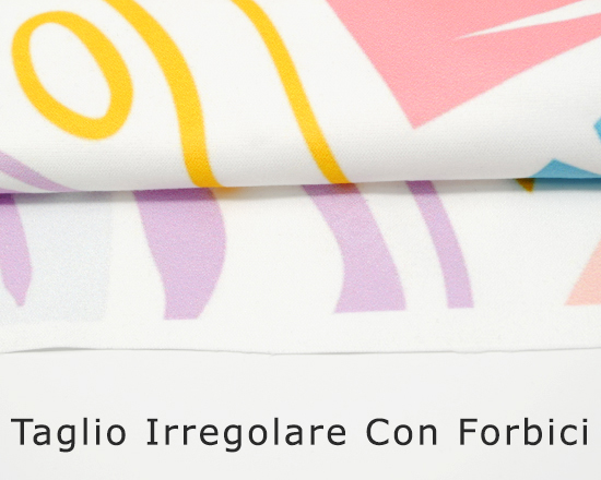 Stampa su microfibra con taglio irregolare