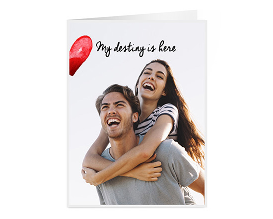 Biglietto auguri pieghevole con grafica e foto per S. valentino