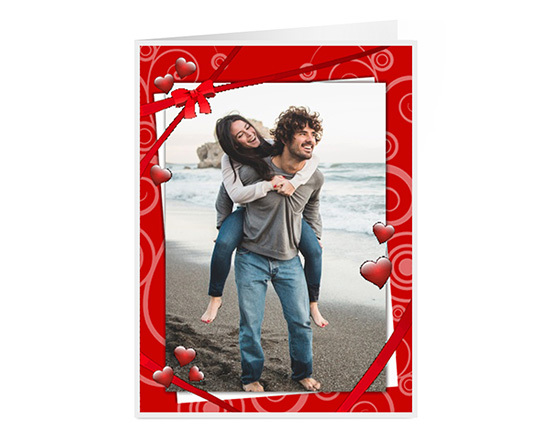 Biglietto auguri pieghevole con grafica di S. valentino e foto