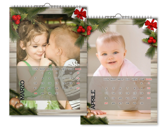 Calendario personalizzato mensile con grafica di Natale