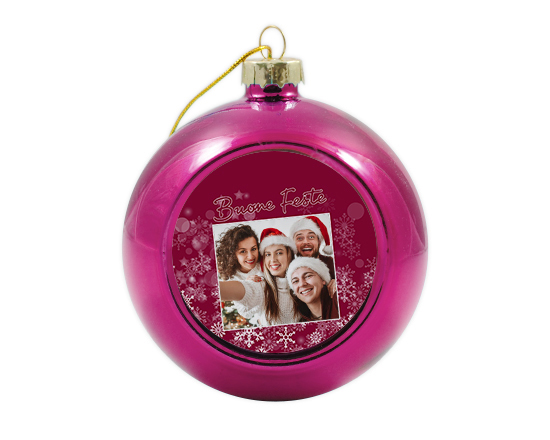 Pallina di natale in vetro con foto buone feste