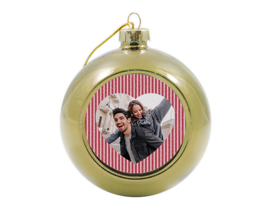 Pallina di natale in vetro con foto cuore