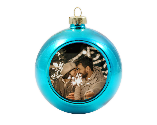 Palla di Natale in vetro colorato azzurro