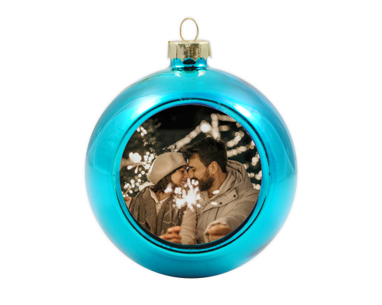 Palla di Natale in vetro colorato azzurro