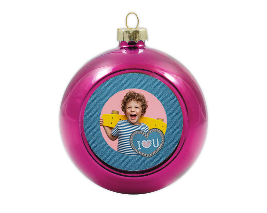 Pallina di natale in vetro con foto i love you