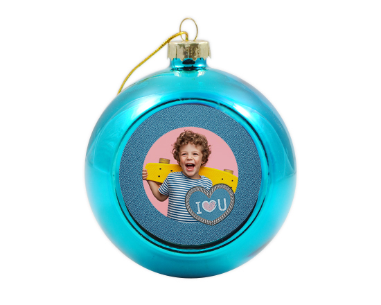 Pallina di natale in vetro con foto i love you