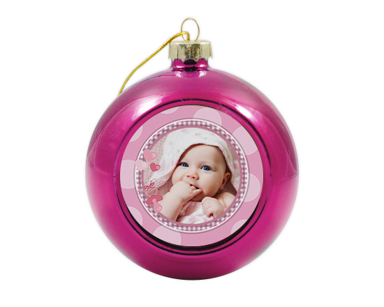 Pallina di natale in vetro con foto nascita bambina