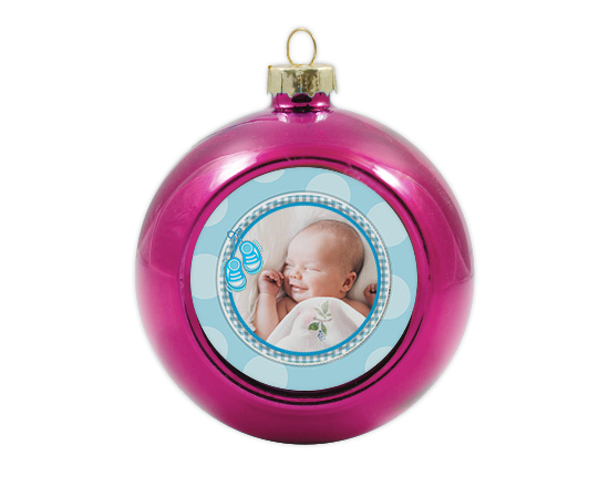 Pallina di natale in vetro con foto nascita bambino
