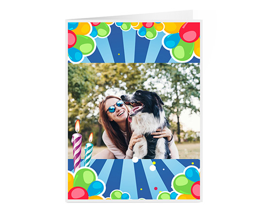Card con grafica per compleanno con grafica e foto