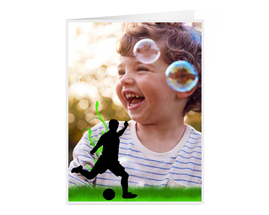 Card augurale personalizzata con foto e grafica calciatore