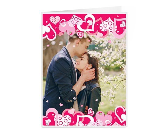 Biglietto auguri pieghevole con foto con grafica S. valentino con foto