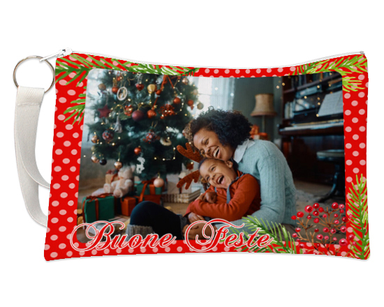 Pochette con grafica bacche natalizie