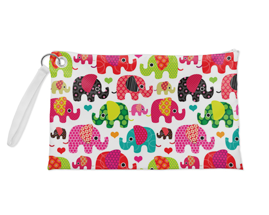 Pochette con grafica elefanti colorati