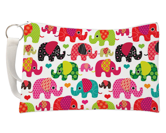 Pochette con grafica elefanti colorati