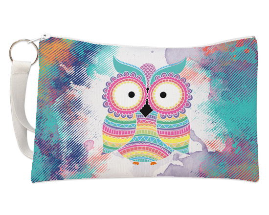 Pochette con grafica gufo colorato