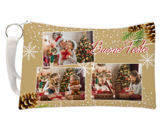 Pochette con grafica pigne natalizie
